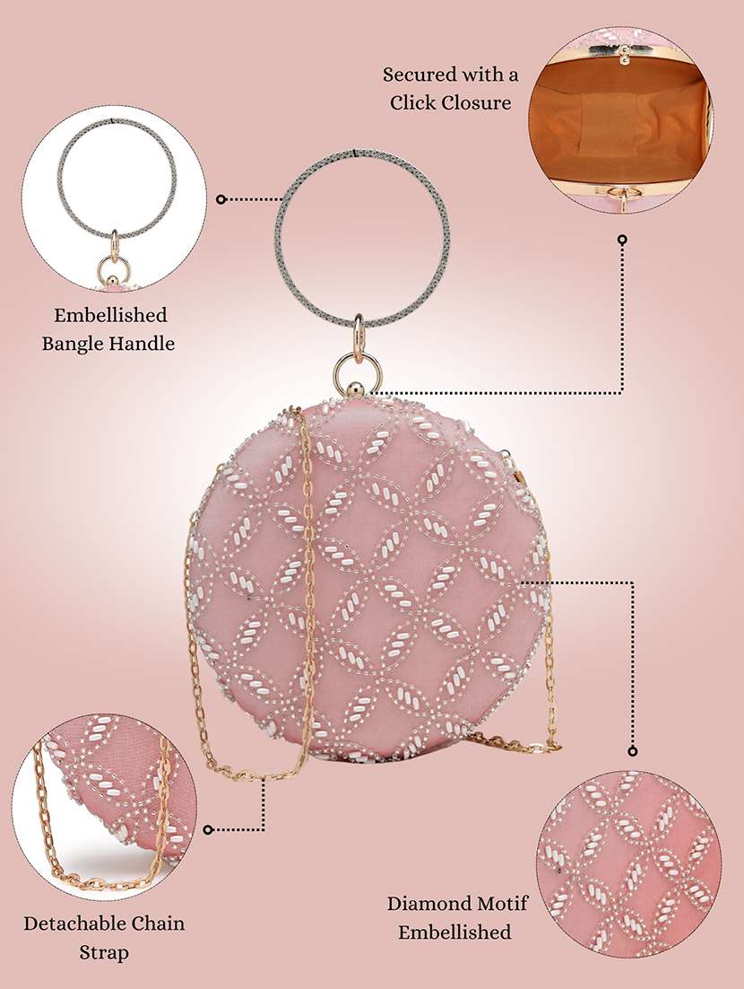 Women Embellished Clutch With Sling Chain - 22360657 -  Standard Image - 5
