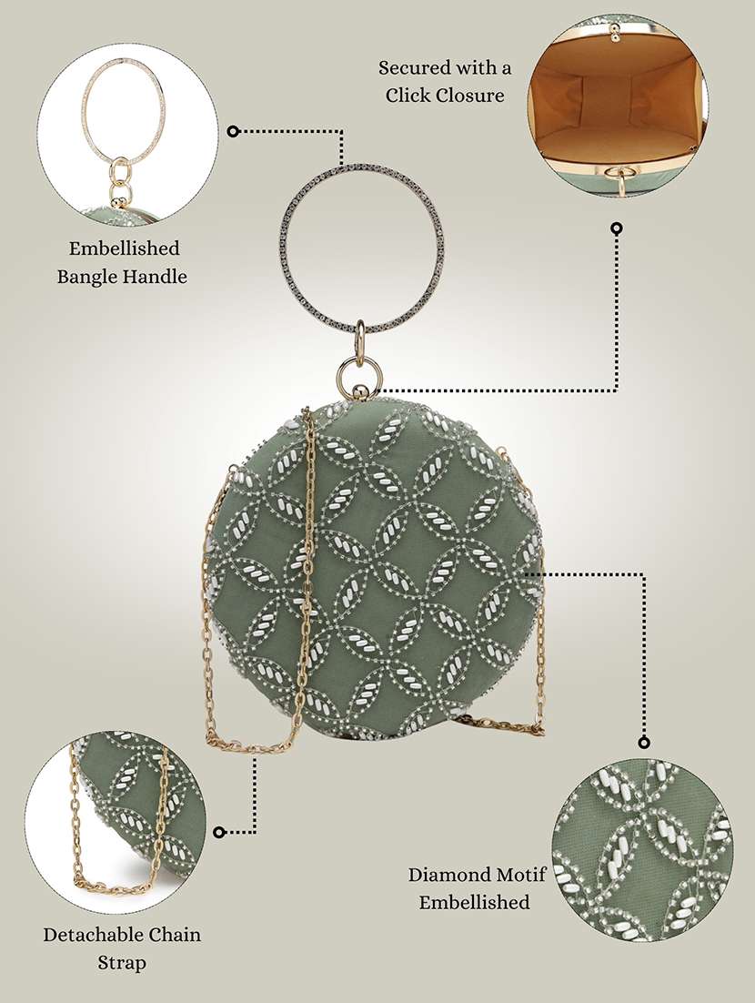 Women Embellished Clutch With Sling Chain - 22360658 -  Standard Image - 5