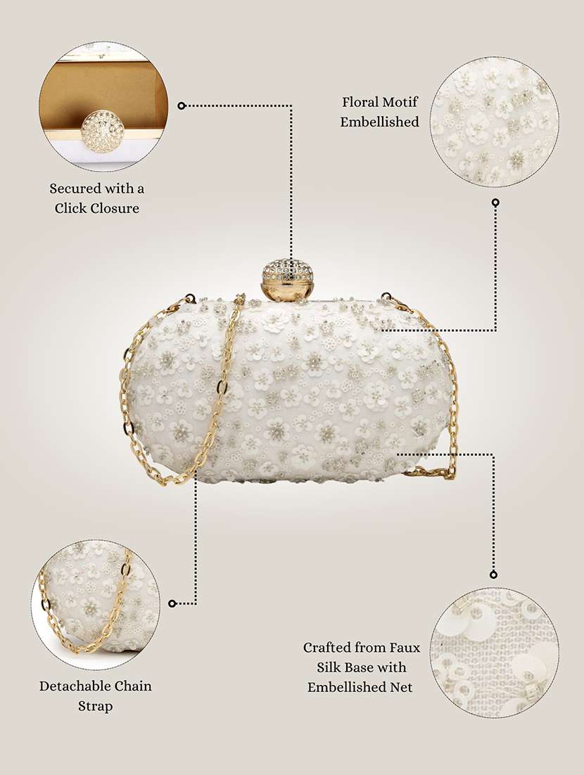 women embellished clutch with sling chain - 22360659 -  Standard Image - 5