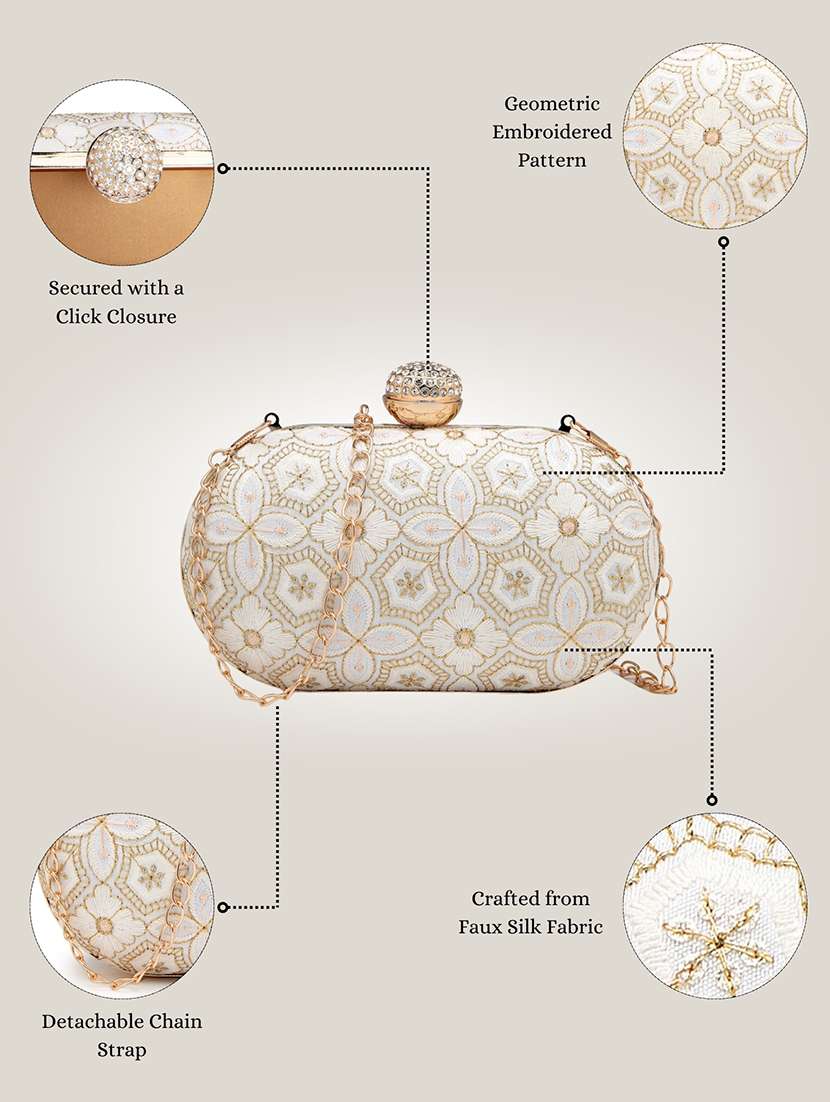 women embroidered clutch with sling chain - 22360660 -  Standard Image - 5