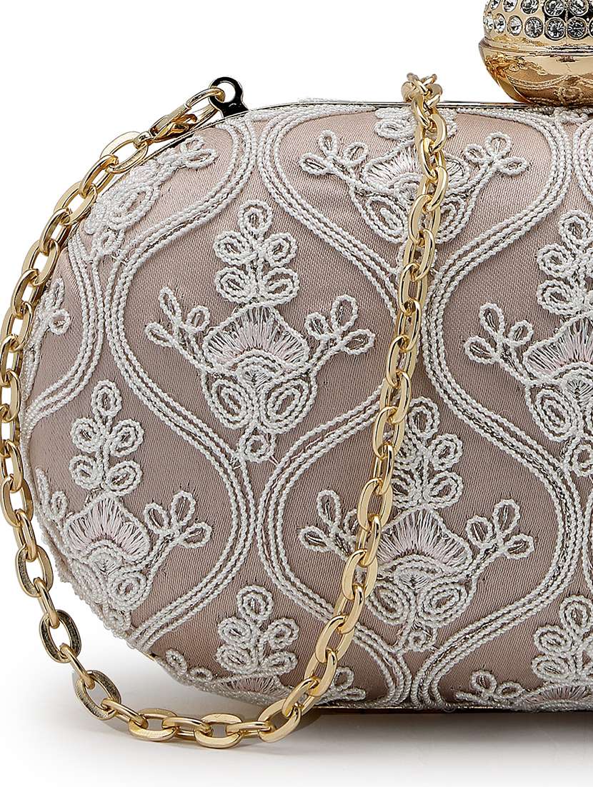 women embroidered clutch with sling chain - 22360662 -  Standard Image - 3