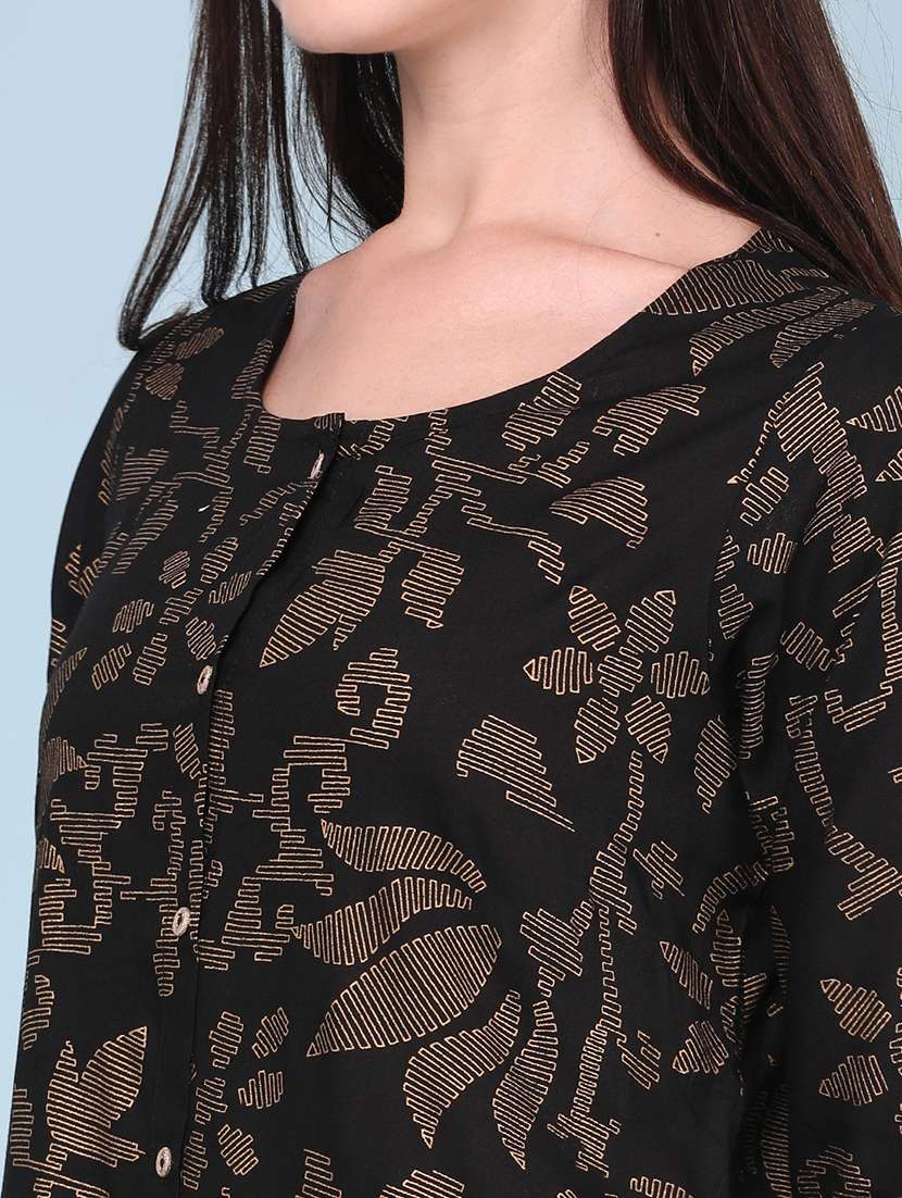 women printed three quarter sleeves a-line kurta - 22361174 -  Standard Image - 5