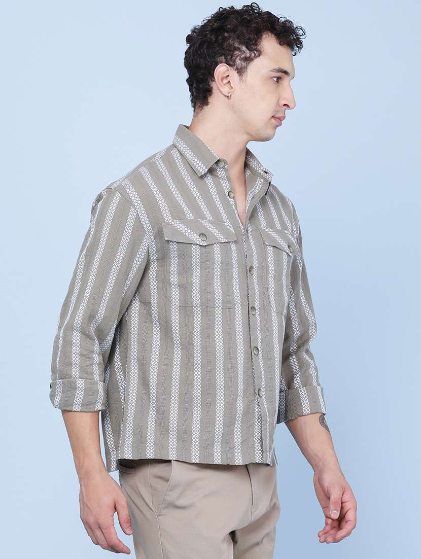men self design long sleeves casual shirt - 22361219 -  Standard Image - 3