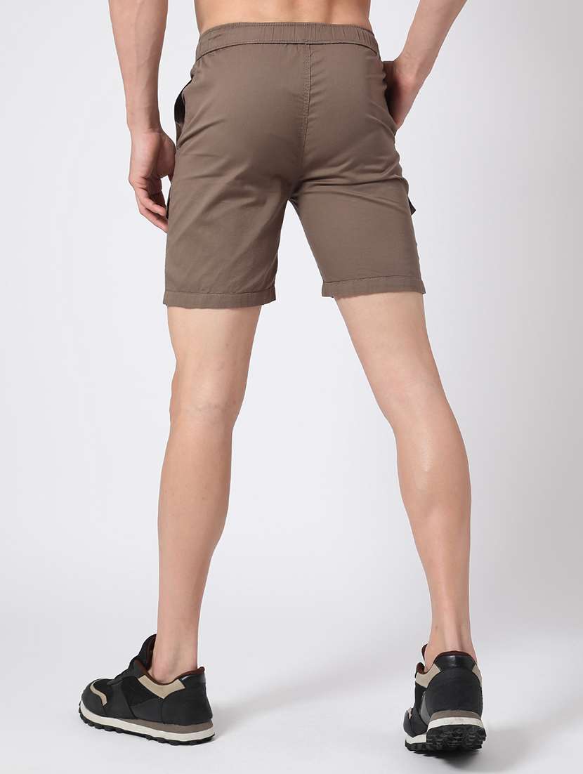 khaki cotton shorts three  fourths - 22361338 -  Standard Image - 3