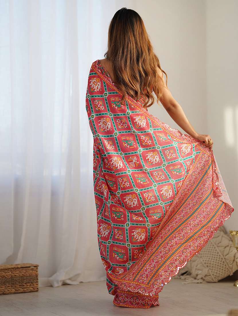 women printed casual wear saree with blouse - 22361817 -  Standard Image - 5