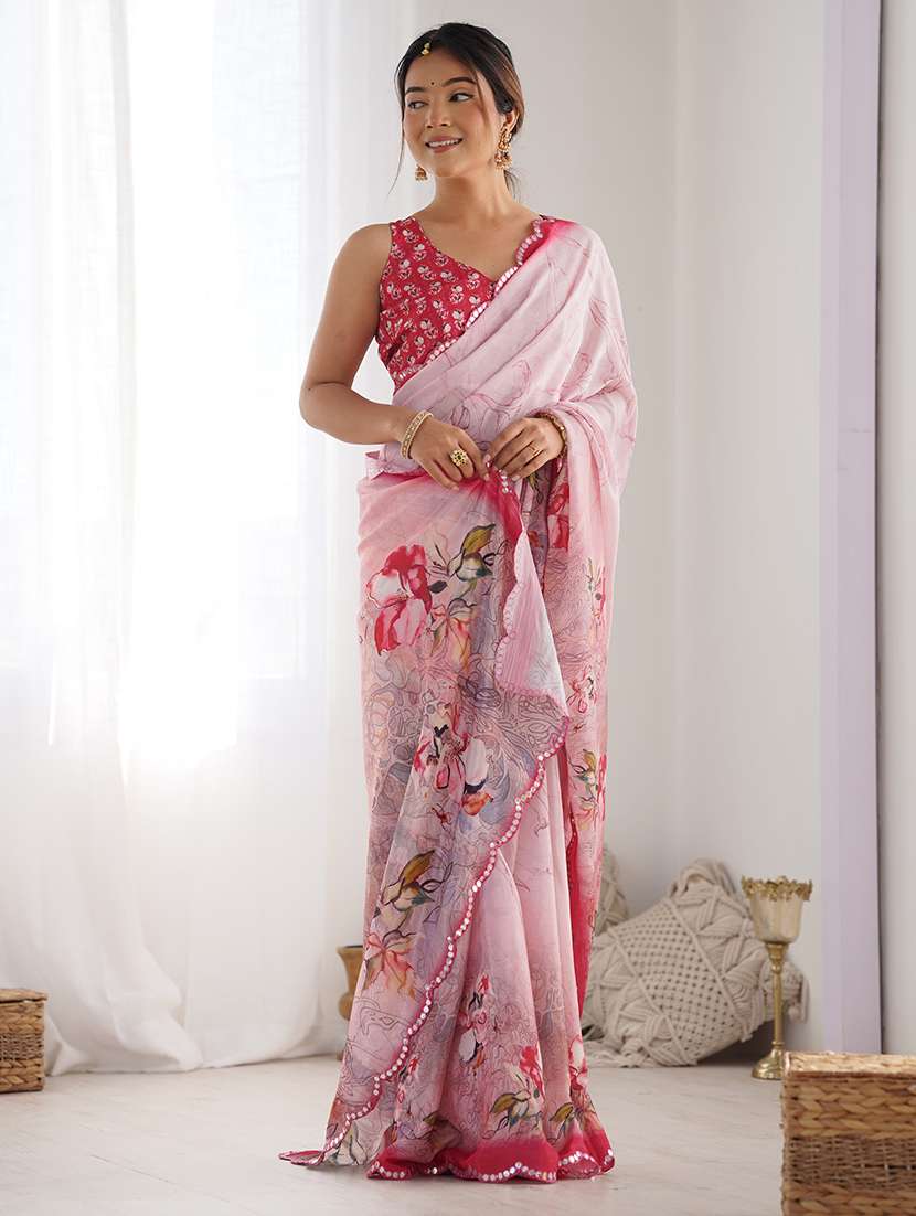 women printed casual wear saree with blouse - 22361824 -  Standard Image - 3