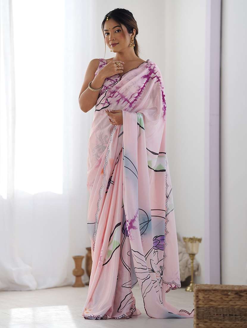 women printed casual wear saree with blouse - 22361826 -  Standard Image - 3