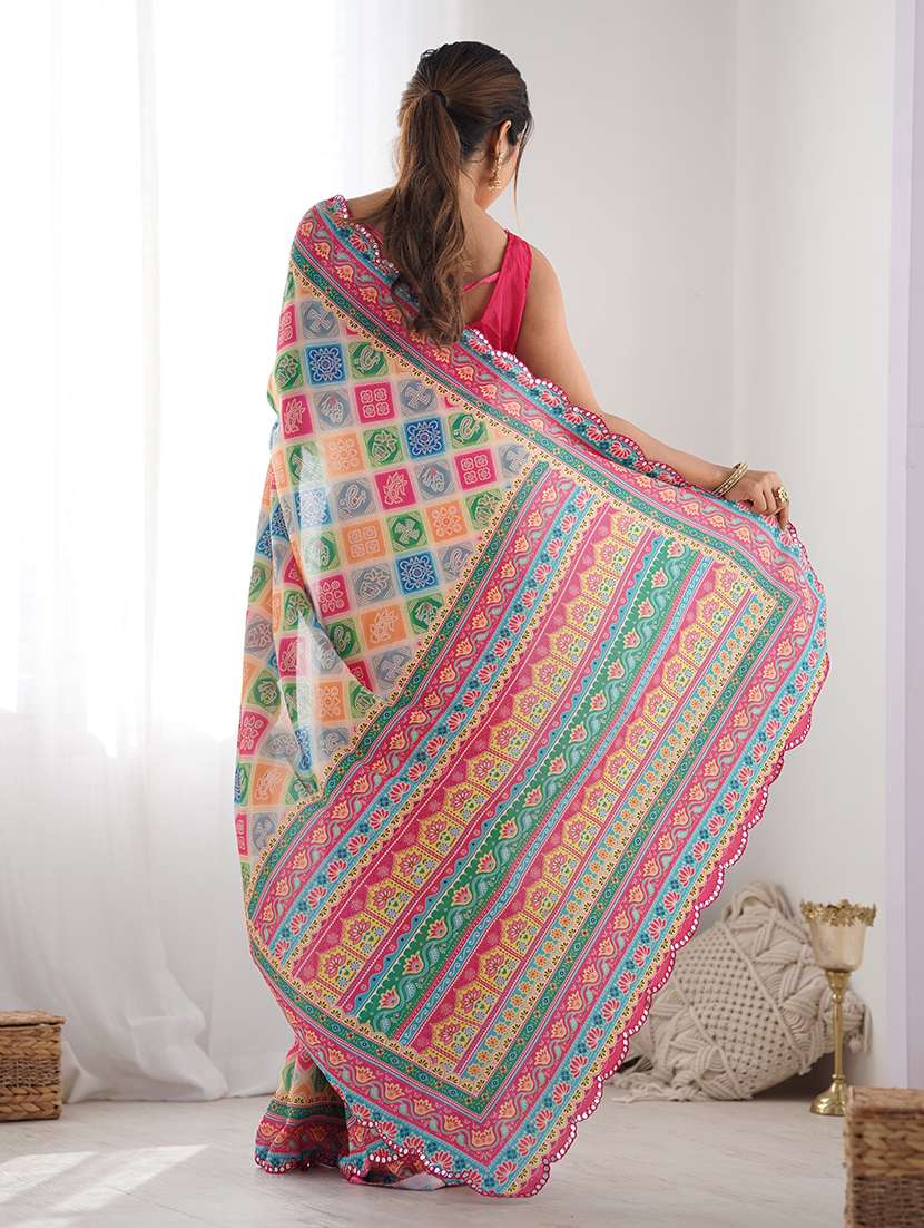 women printed casual wear saree with blouse - 22361828 -  Standard Image - 5