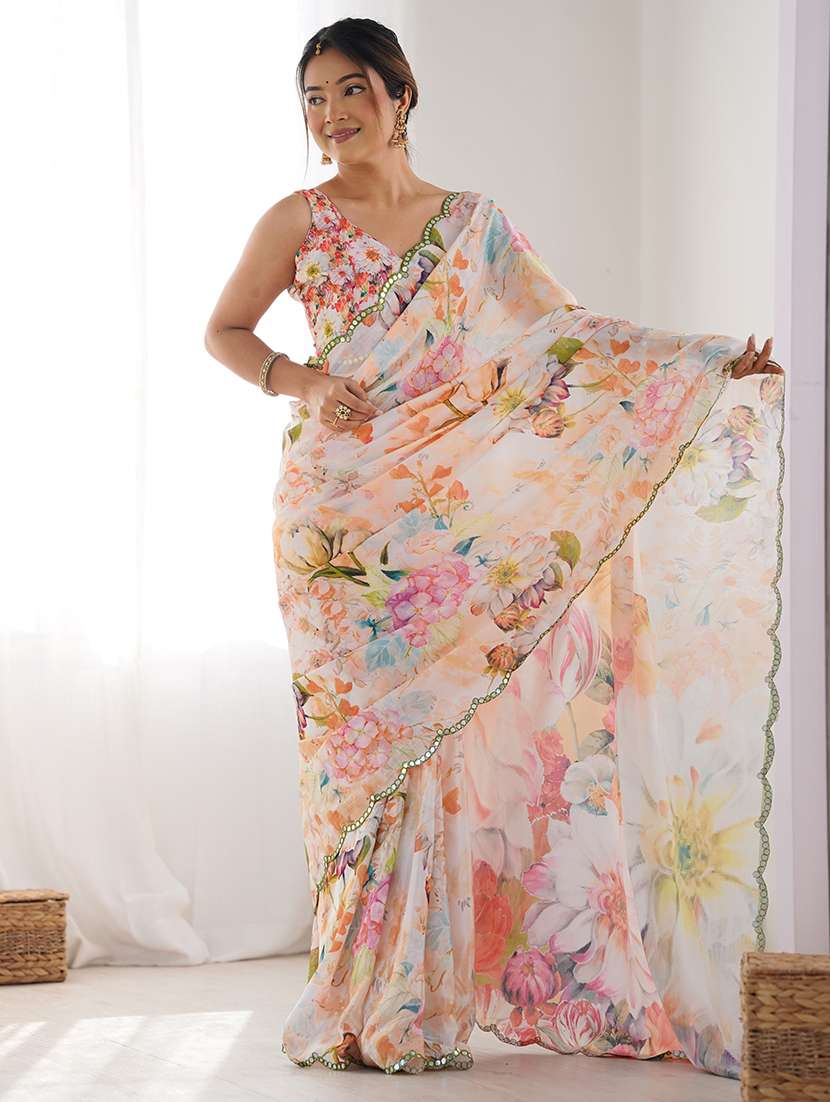 women printed casual wear saree with blouse - 22361830 -  Standard Image - 5