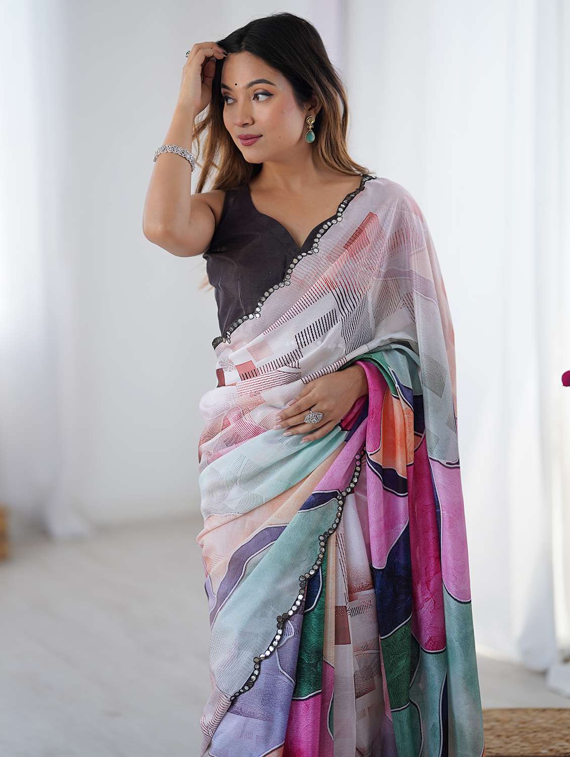 women printed casual wear saree with blouse - 22361871 -  Standard Image - 5