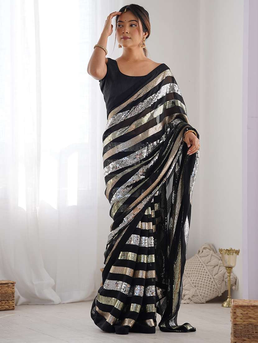 women solid with work embellished saree with blouse - 22361873 -  Standard Image - 3
