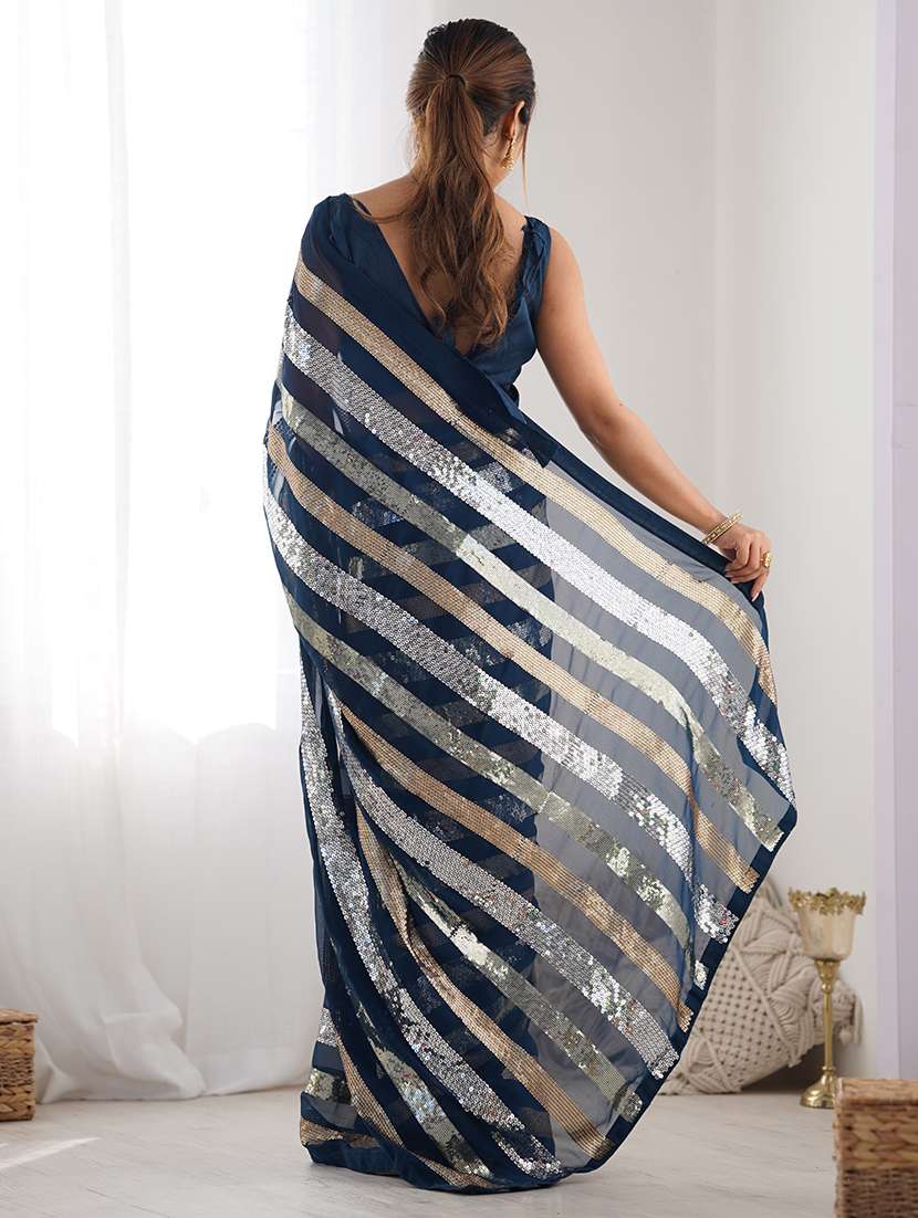 women solid with work embellished saree with blouse - 22361875 -  Standard Image - 5