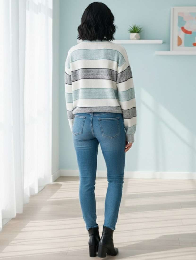 women striped long sleeve pullover - 22361894 -  Standard Image - 3