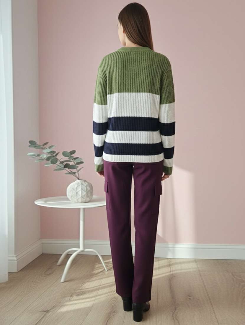 women color blocked long sleeve pullover - 22361895 -  Standard Image - 3