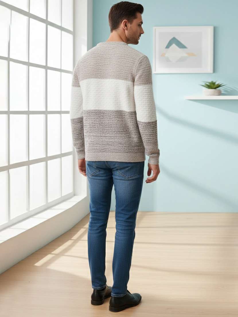 men color block long sleeve regular fit pullover - 22361906 -  Standard Image - 3