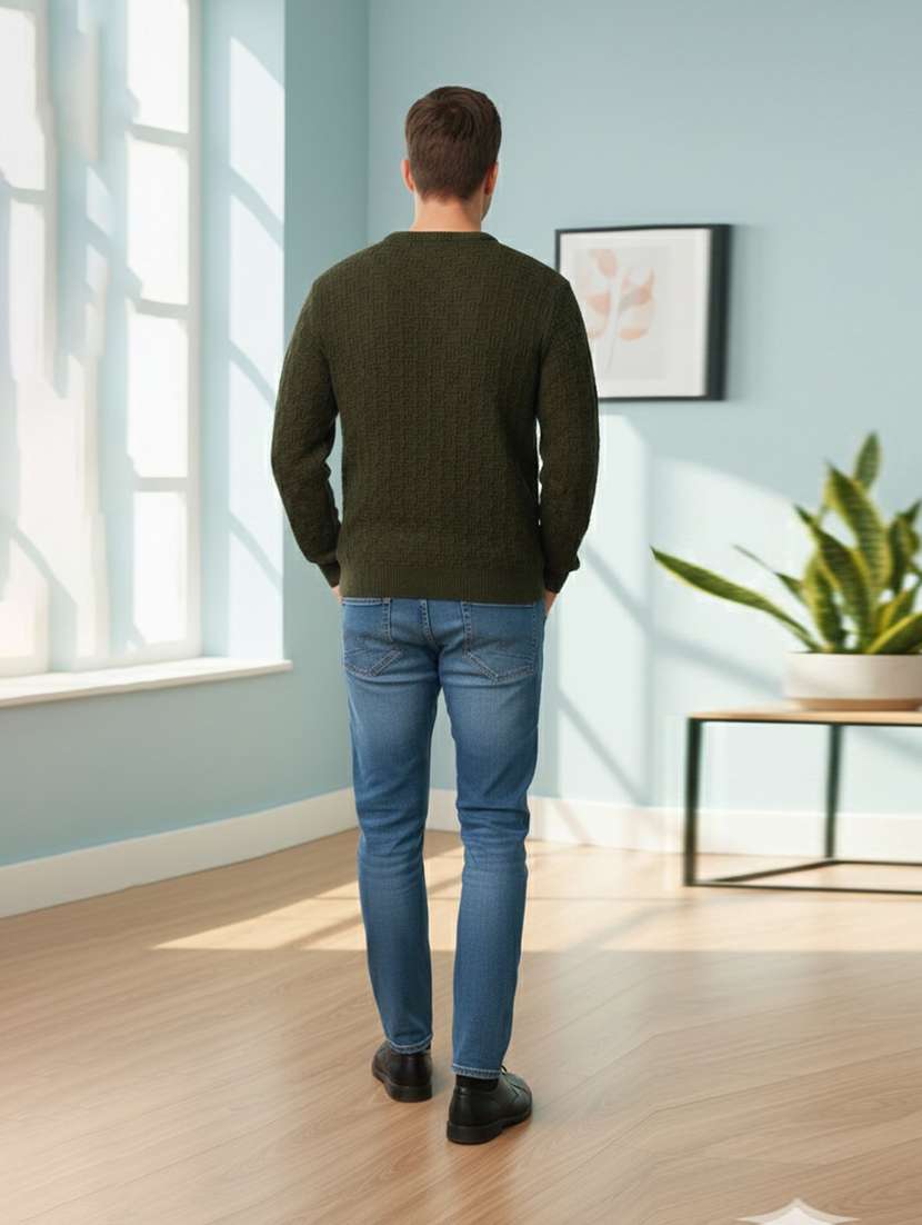 men self design long sleeve regular fit pullover - 22361907 -  Standard Image - 3