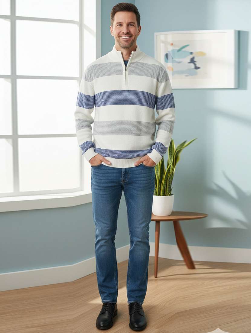men striped long sleeve sweatshirt