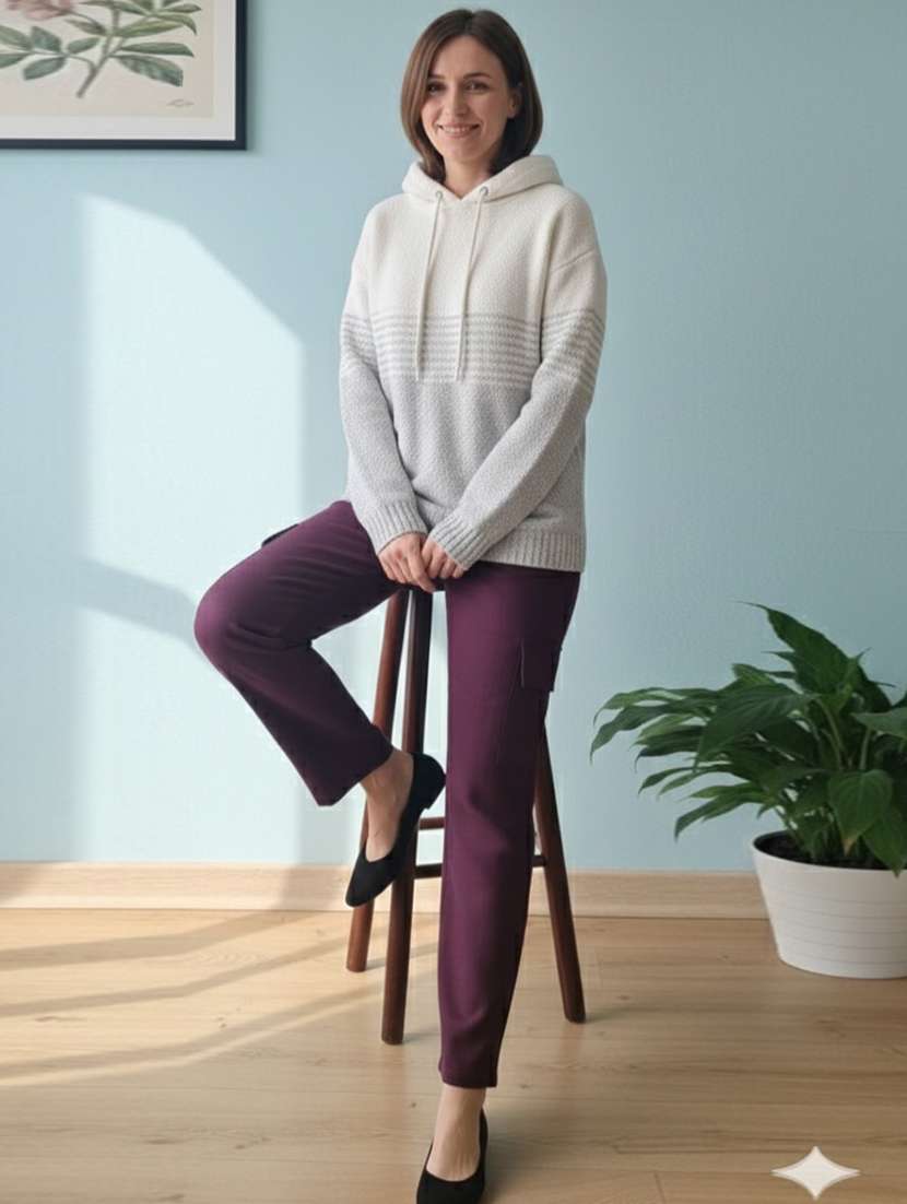 women self designed long sleeve hooded sweatshirt