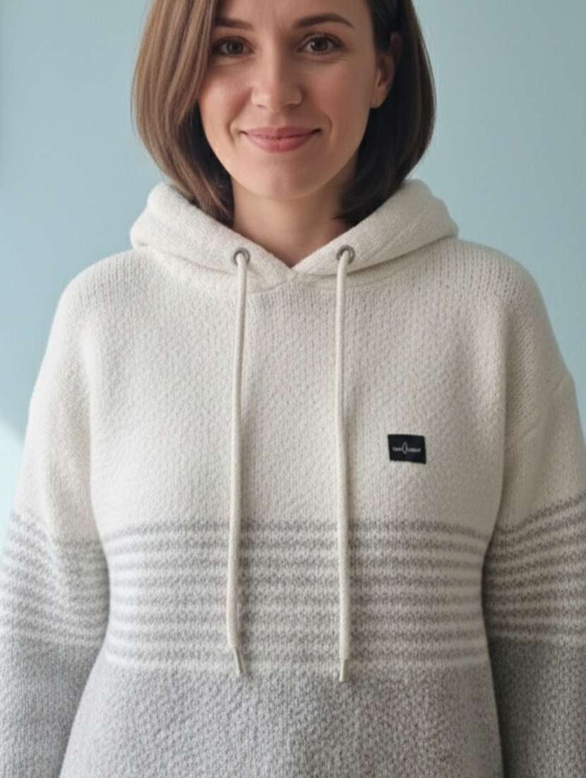 women self designed long sleeve hooded sweatshirt - 22361920 -  Standard Image - 3