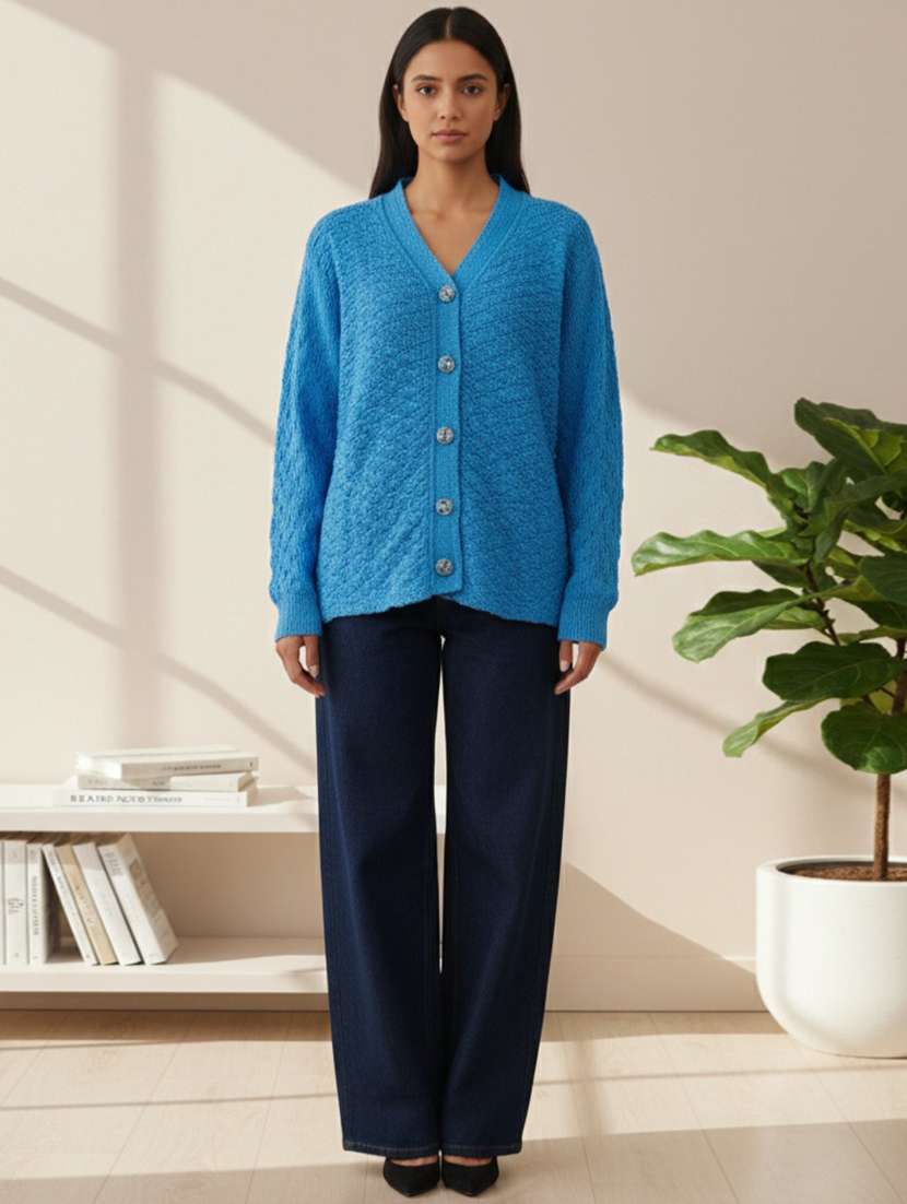 women self designed long sleeve cardigan