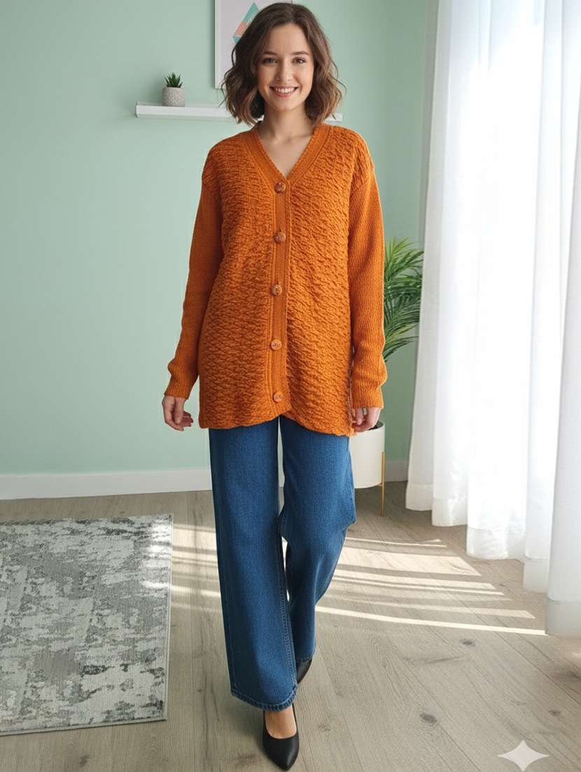 women self designed long sleeve cardigan