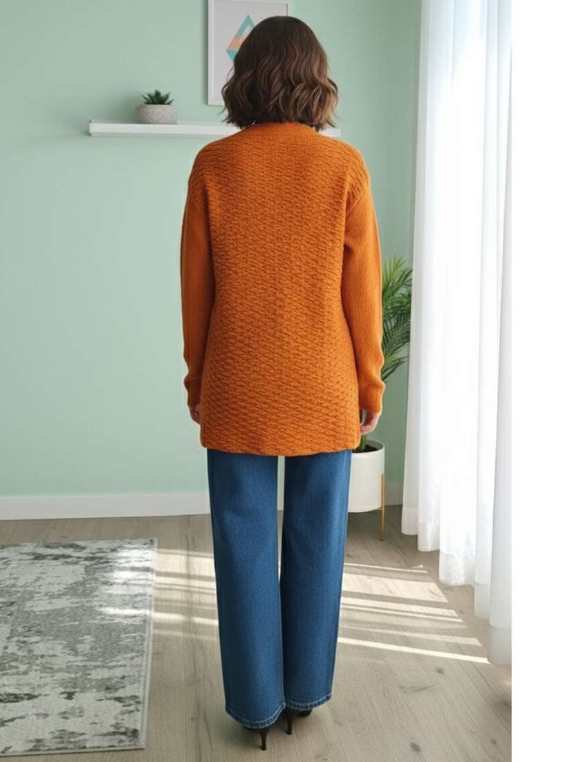 women self designed long sleeve cardigan - 22361928 -  Standard Image - 3