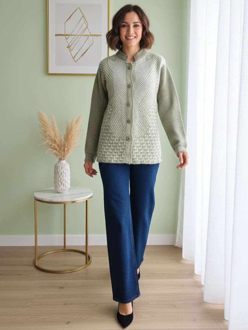 women self designed long sleeve cardigan