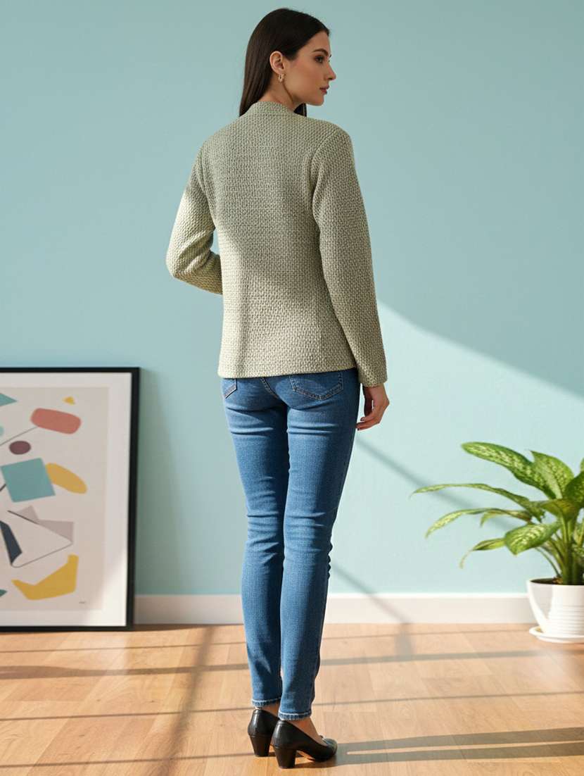 women self designed long sleeve cardigan - 22361930 -  Standard Image - 3