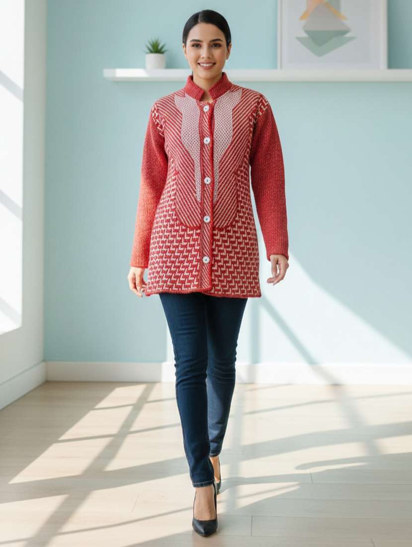 women self designed long sleeve cardigan