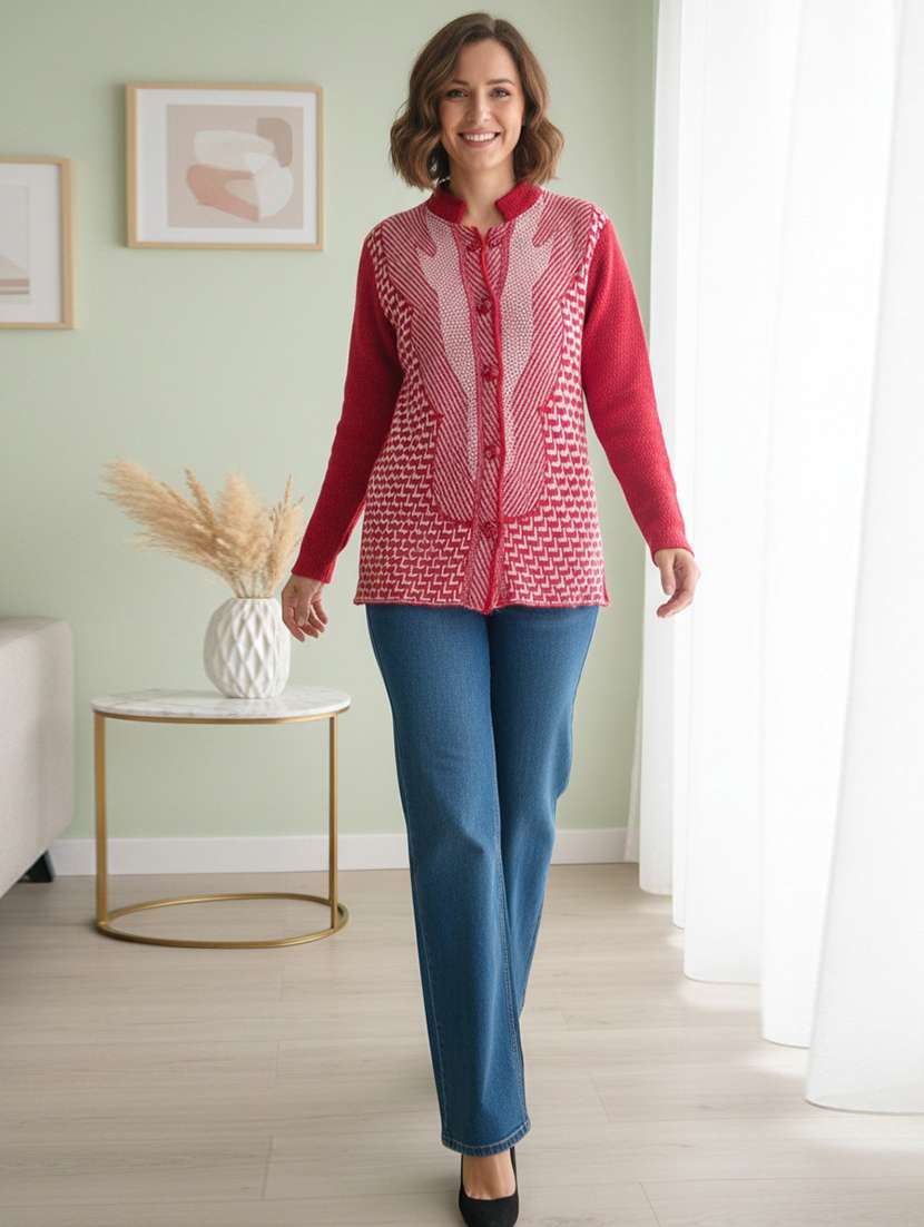 women self designed long sleeve cardigan