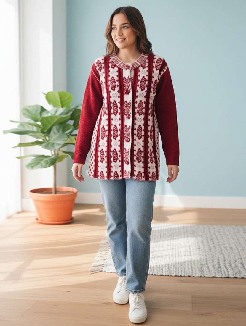 women self designed long sleeve cardigan