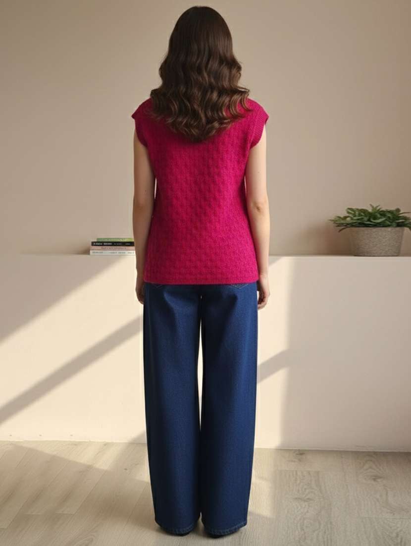 women self designed sleeveless cardigan - 22361936 -  Standard Image - 3