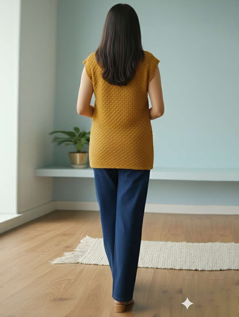 women self designed sleeveless cardigan - 22361937 -  Standard Image - 3