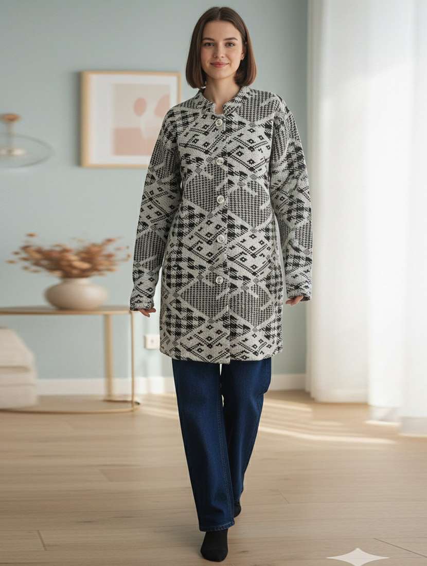 women self designed long sleeve cardigan