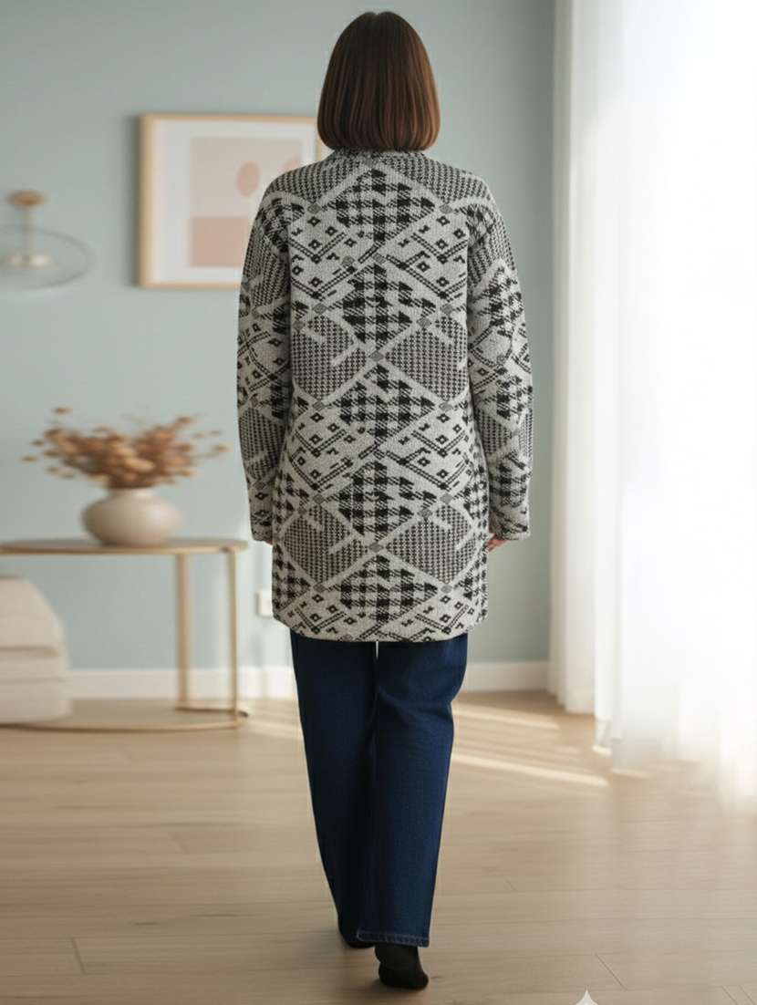women self designed long sleeve cardigan - 22361939 -  Standard Image - 3