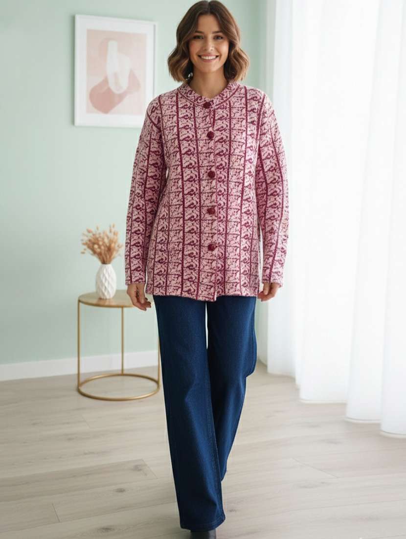 women self designed long sleeve cardigan
