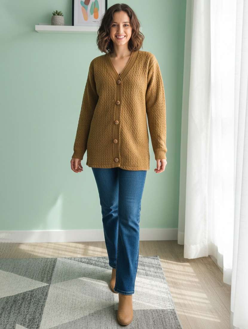 women self designed long sleeve cardigan