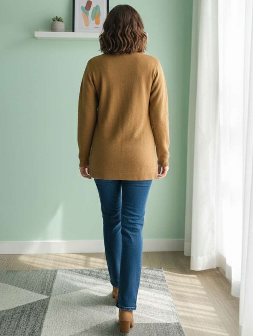 women self designed long sleeve cardigan - 22361946 -  Standard Image - 3