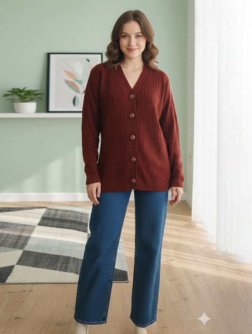 women self designed long sleeve cardigan