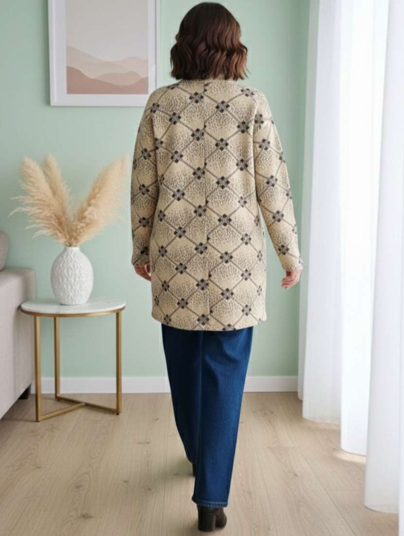 women self designed long sleeve cardigan - 22361954 -  Standard Image - 3