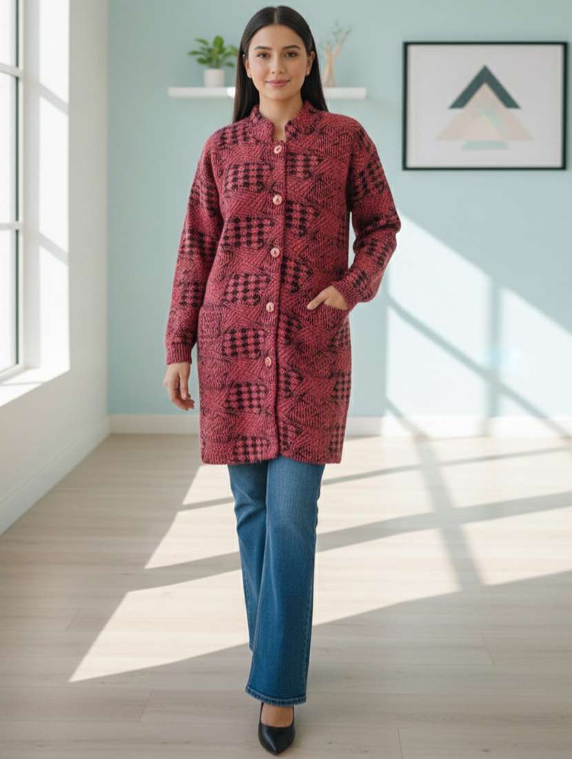 women self designed long sleeve cardigan