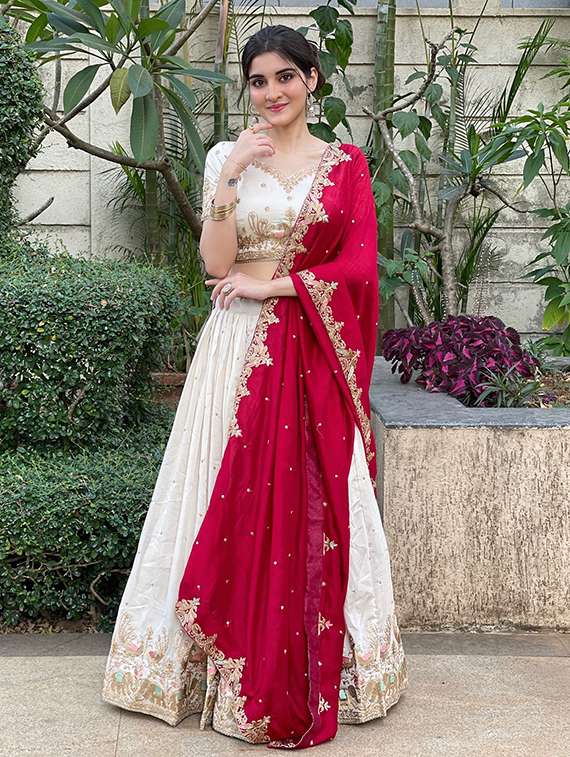 women solid with work flared semi-stitched lehenga