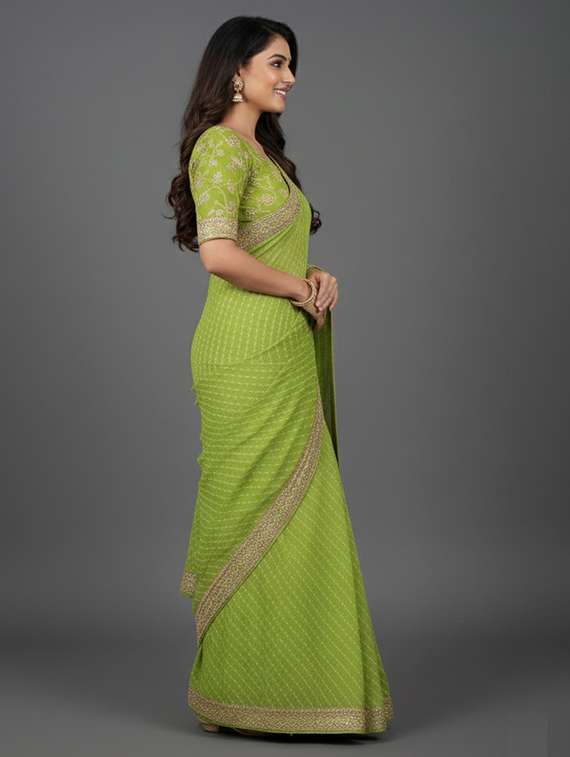 women printed bordered saree with blouse - 22361972 -  Standard Image - 3