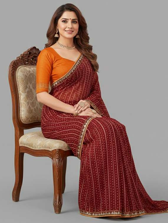women printed bordered saree with blouse - 22361975 -  Standard Image - 3