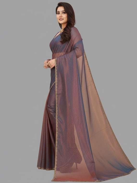 women solid with embellished bordered saree with blouse - 22362011 -  Standard Image - 3