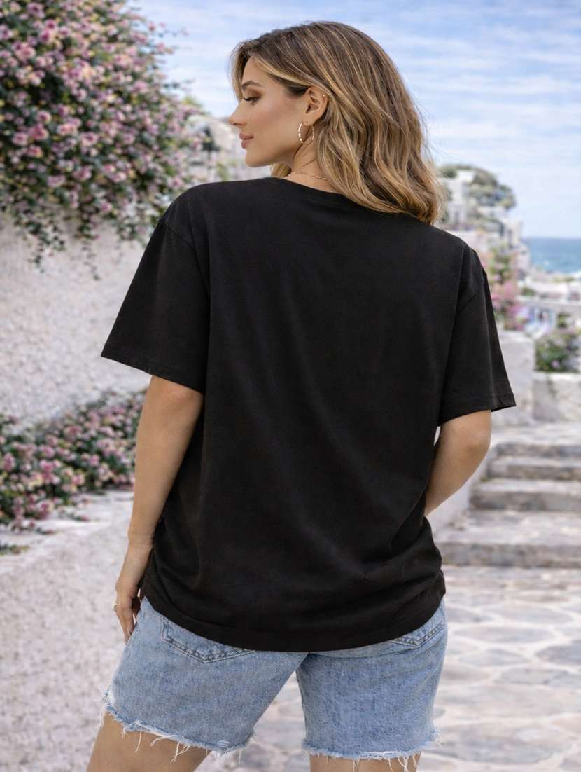 women printed short sleeve oversized t-shirt - 22362035 -  Standard Image - 3