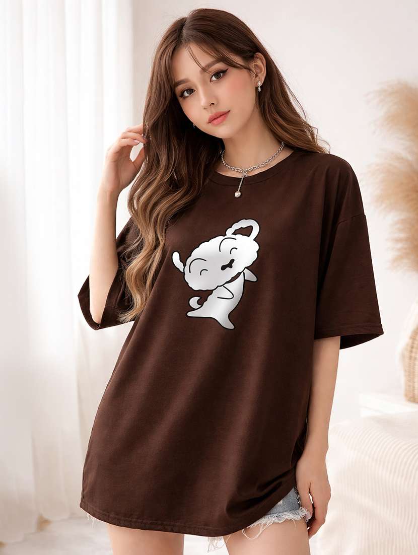 women printed short sleeve oversized t-shirt