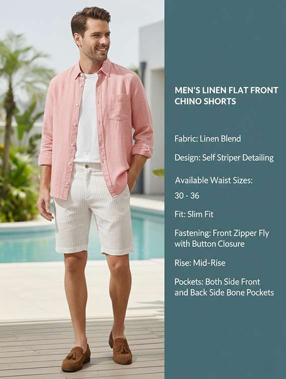 men striped mid rise regular fit short - 22362041 -  Standard Image - 5