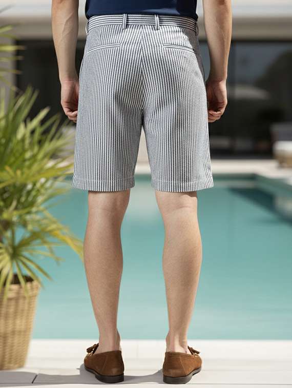 men striped mid rise regular fit shorts - 22362045 -  Standard Image - 3