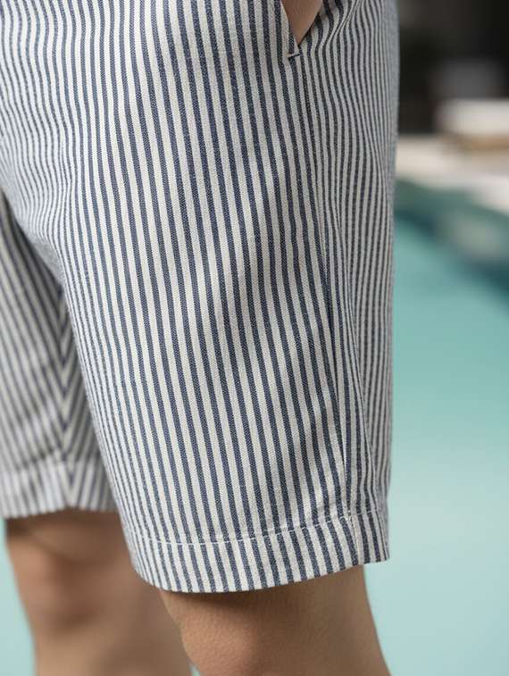 men striped mid rise regular fit shorts - 22362045 -  Standard Image - 5